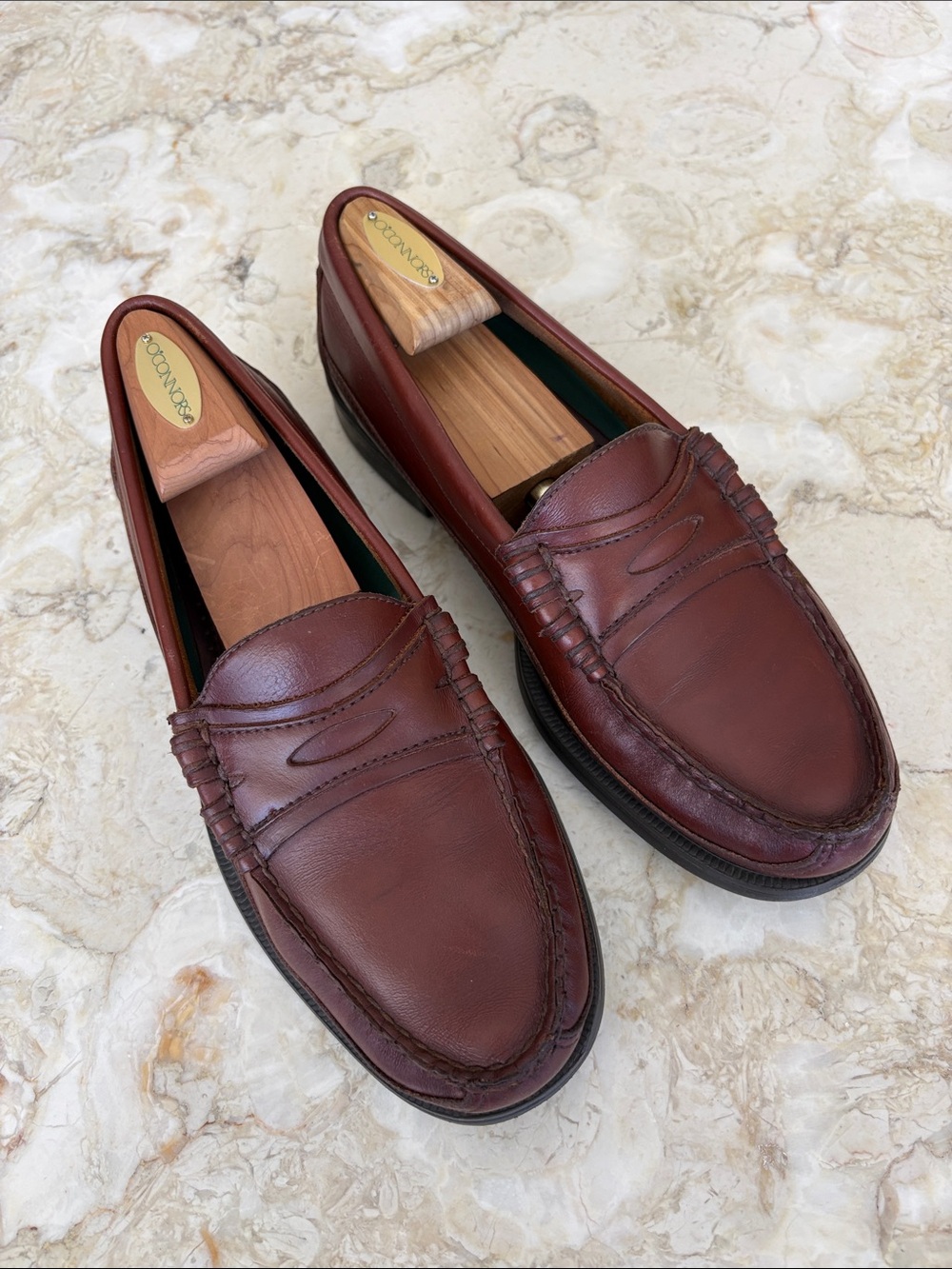Sebago Broadway Canoe Penny Loafers Brown Leather Made in USA Vintage